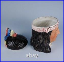 Rare Antique c1900 Native American Indian Chief German Majolica Pottery Humidor