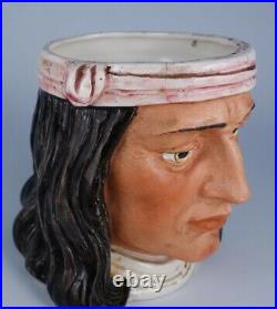Rare Antique c1900 Native American Indian Chief German Majolica Pottery Humidor