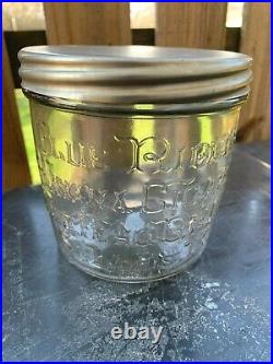 Rare BLUE RIBBON HAVANA 50 CIGARS St. Louis, MO GLASS JAR + Lid FACTORY 731