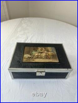 Rare Black Antique Cigar Box Humidor Lithograph Picture 1st district PA OG Key