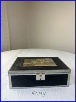 Rare Black Antique Cigar Box Humidor Lithograph Picture 1st district PA OG Key