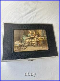 Rare Black Antique Cigar Box Humidor Lithograph Picture 1st district PA OG Key