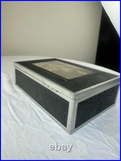 Rare Black Antique Cigar Box Humidor Lithograph Picture 1st district PA OG Key