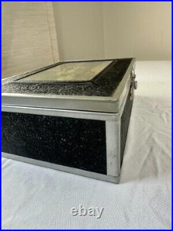 Rare Black Antique Cigar Box Humidor Lithograph Picture 1st district PA OG Key