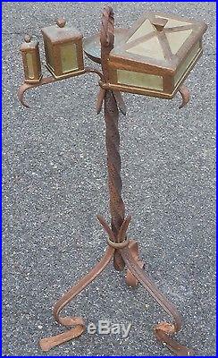 Rare C1930's Arts And Craft Hand Hammered Copper & Iron Humidor Smoking Stand