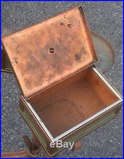 Rare C1930's Arts And Craft Hand Hammered Copper & Iron Humidor Smoking Stand