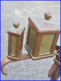 Rare C1930's Arts And Craft Hand Hammered Copper & Iron Humidor Smoking Stand
