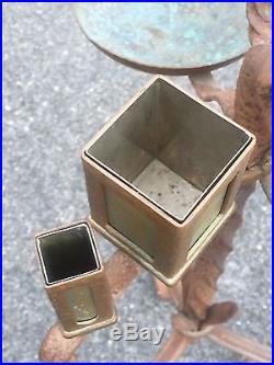 Rare C1930's Arts And Craft Hand Hammered Copper & Iron Humidor Smoking Stand