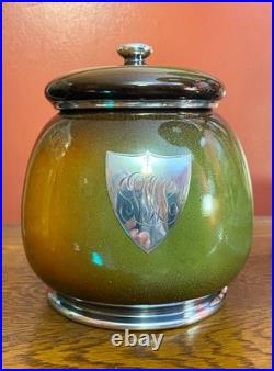 Rare CAC Lenox Sterling Silver Overlay Tobacco Jar Humidor withTobacco Plant Motif