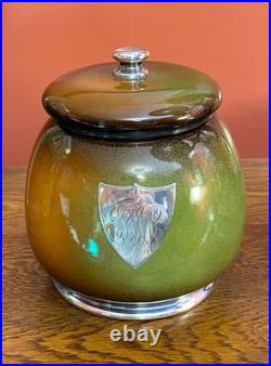 Rare CAC Lenox Sterling Silver Overlay Tobacco Jar Humidor withTobacco Plant Motif