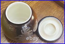 Rare CAC Lenox Sterling Silver Overlay Tobacco Jar Humidor withTobacco Plant Motif