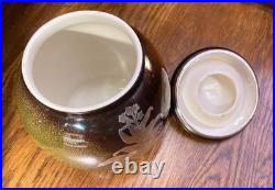 Rare CAC Lenox Sterling Silver Overlay Tobacco Jar Humidor withTobacco Plant Motif