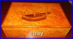Rare Diamond Crown Cedar Wood Lined Humidor Box With Beautiful Cigar Inlay