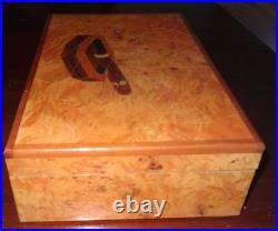 Rare Diamond Crown Cedar Wood Lined Humidor Box With Beautiful Cigar Inlay