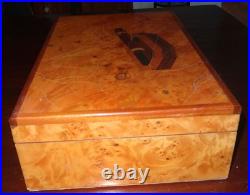 Rare Diamond Crown Cedar Wood Lined Humidor Box With Beautiful Cigar Inlay