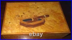 Rare Diamond Crown Cedar Wood Lined Humidor Box With Beautiful Cigar Inlay