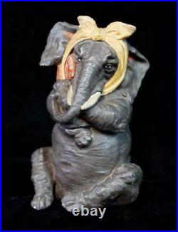 Rare Elephant Figural Tobacco Jar