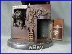 Rare French Victorian & Bronze Dog Humidor With Match Safe & Stricker