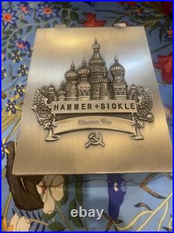 Rare Hammer & Sickle Pewter Cigar Box Humidor Collectible, No Longer Produced
