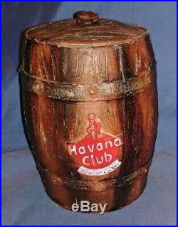 Rare Havana Club Pottery Clay Barrel Lidded Container Tiki Mug Bar Cigar Humidor