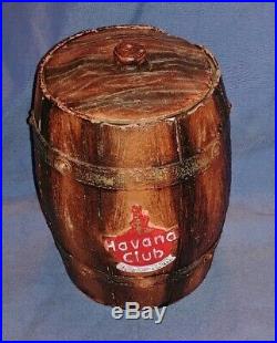 Rare Havana Club Pottery Clay Barrel Lidded Container Tiki Mug Bar Cigar Humidor
