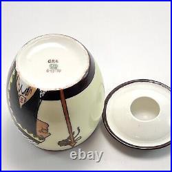 Rare Limoges Porcelain Tobacco Jar Humidor Indian Chief Hand Painted T&V France
