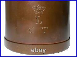 Rare Mid-late 18th C British Antique Copper Tobacco Humidor, Hnd Scrbd Crown/lct