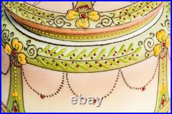 Rare Nippon Antique Painted Native American Indian Chief Tobacco Humidor Jar