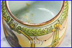 Rare Nippon Antique Painted Native American Indian Chief Tobacco Humidor Jar