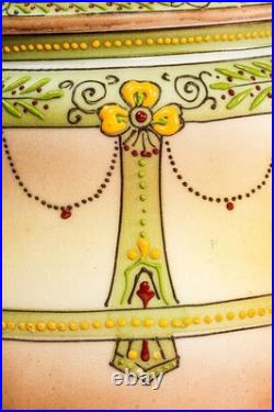 Rare Nippon Antique Painted Native American Indian Chief Tobacco Humidor Jar