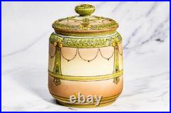 Rare Nippon Antique Painted Native American Indian Chief Tobacco Humidor Jar