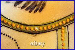 Rare Nippon Antique Painted Native American Indian Chief Tobacco Humidor Jar