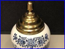 Rare Original Delft Royal Goedewaagen Virginia Small Tobacco Jar Blue Floral