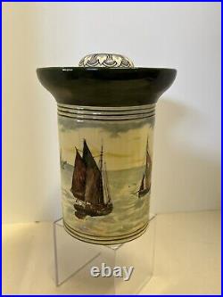 Rare Royal Doulton Tall Cigar Humidor Jar Sialboats Nautical 1900-1910