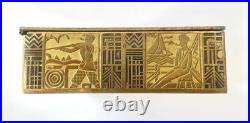 Rare Unique Antique Tobacco Cigarette Humidor Bronze And Wood Art Deco Box