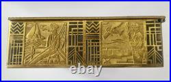 Rare Unique Antique Tobacco Cigarette Humidor Bronze And Wood Art Deco Box