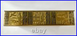 Rare Unique Antique Tobacco Cigarette Humidor Bronze And Wood Art Deco Box