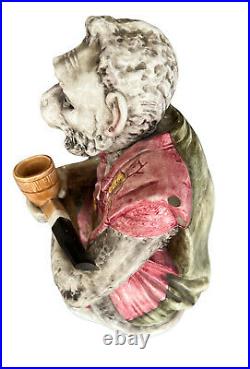 Rare Vintage Austrian Glazed Ceramic Monkey Tobacco Jar 11730