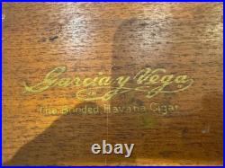Rare Vintage GARCIA Y VEGA CIGARS STORE Advertising WOOD DOVETAILED HUMIDOR BOX