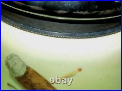 Rare Vintage Glass Tobacco Jar Cigar Silver Plate LID Pipe Shape Match Holder