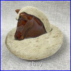 Rare Vintage Horse Head Tobacco Jar Ceramic Warpped in Horse Hair Man Cave Decor