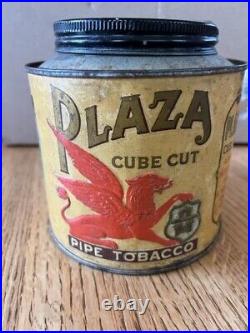 Rare Vintage Plaza Cube Cut Pipe Tobacco tin-embossed empty