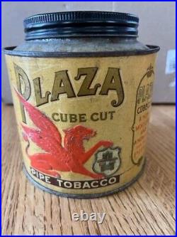 Rare Vintage Plaza Cube Cut Pipe Tobacco tin-embossed empty