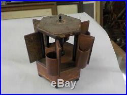 Rare and unique musical cigar caddy carousel leather wrapped working hold 6 cigs