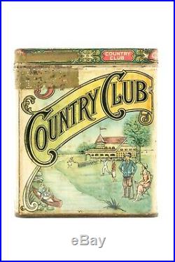 Rare1916 litho Country Club humidor 50 cigar tin in fair condition