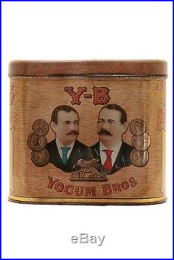 Rare1917 Yocum litho 50 cigar oval hinged humidor tin in very good condition