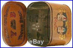 Rare1917 Yocum litho 50 cigar oval hinged humidor tin in very good condition