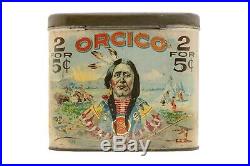 Rare1919 Orcico litho 50 cigar oval hinged humidor tin in good condition