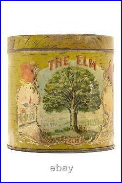 Rare1920s The Elm litho 50 cigar humidor embossed tin in good condition