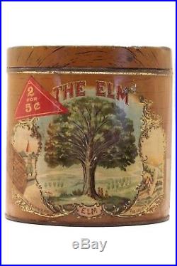 Rare1920s The Elm litho 50 cigar humidor embossed tin in very good condition